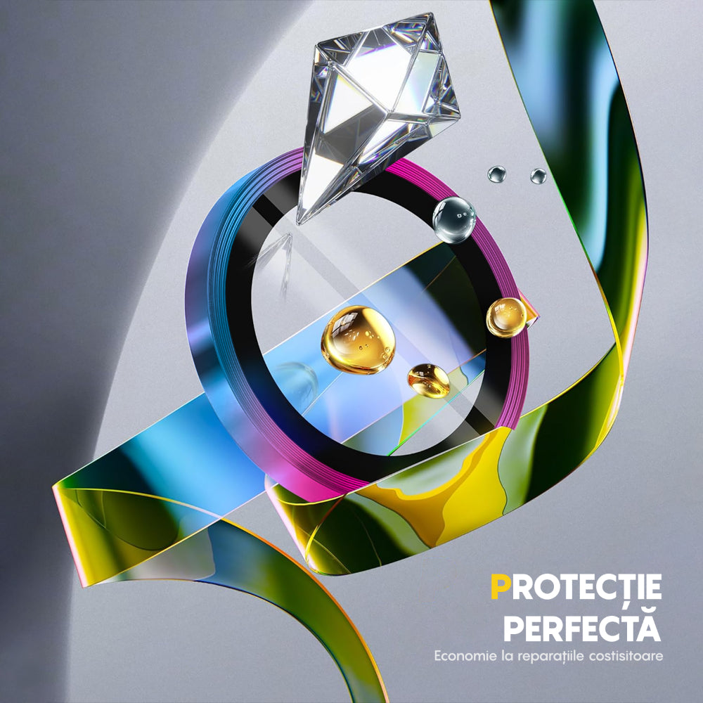 Folie Sticla Lentile Camera MaxDefense+ - iPhone 16/16 Plus - Curcubeu