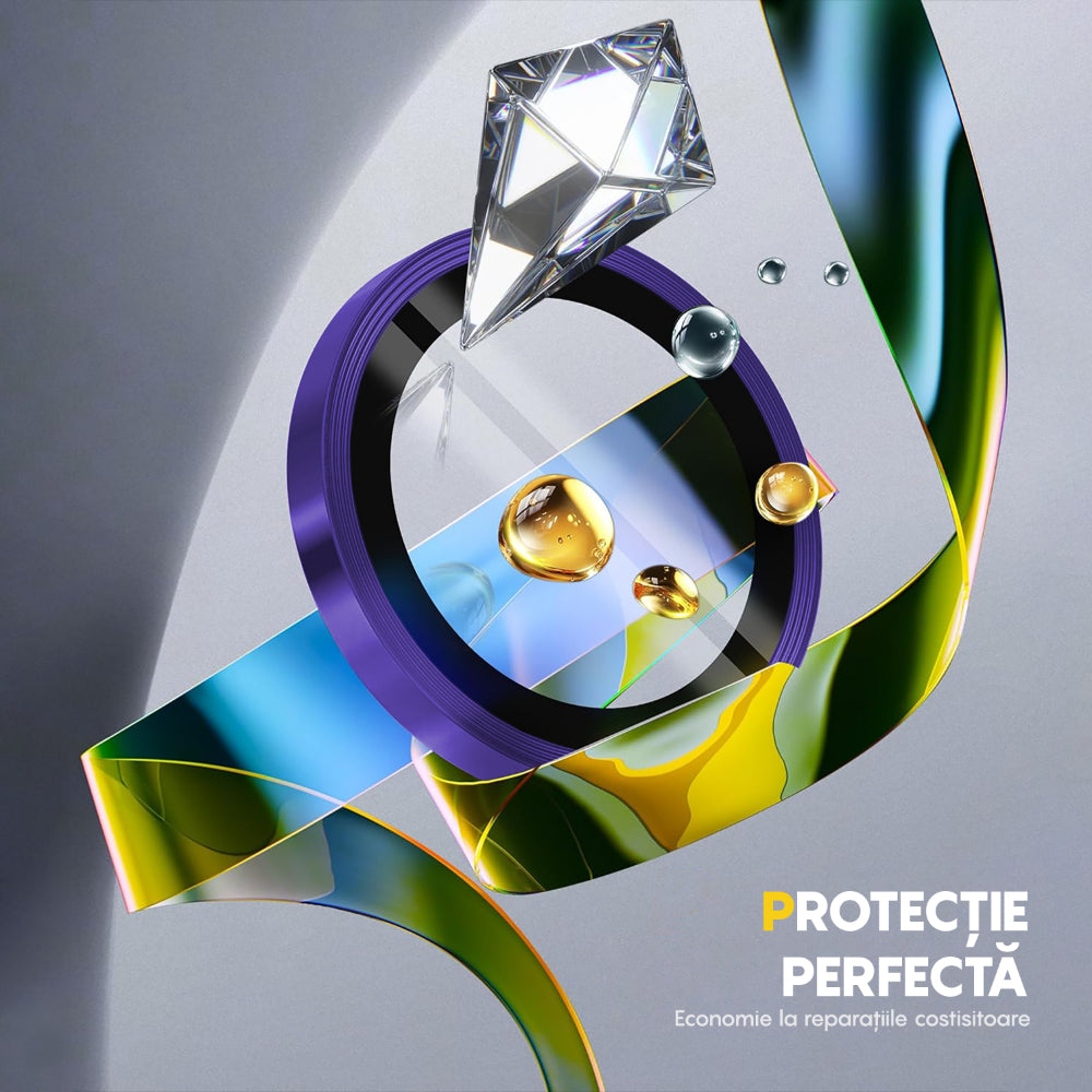 Folie Sticla Lentile Camera MaxDefense+ - iPhone 16/16 Plus - Mov Inchis