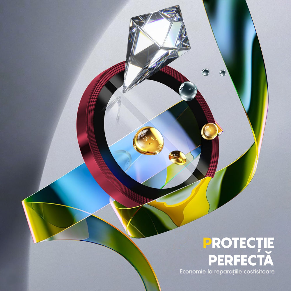 Folie Sticla Lentile Camera MaxDefense+ - iPhone 16/16 Plus - Rosu