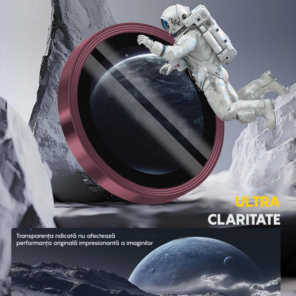 Folie Sticla Lentile Camera MaxDefense+ - iPhone 16/16 Plus - Roz