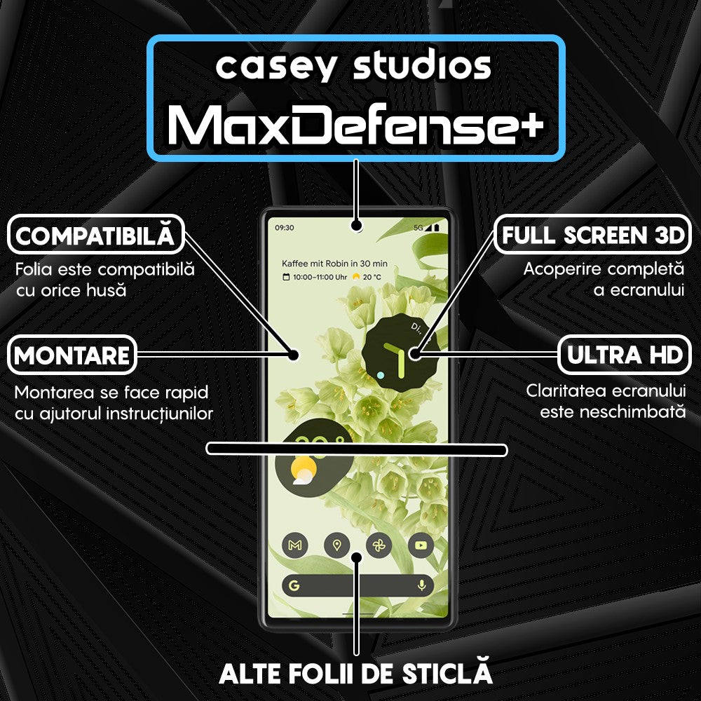 Folie Sticla MaxDefense+ - Google Pixel 6 - Negru