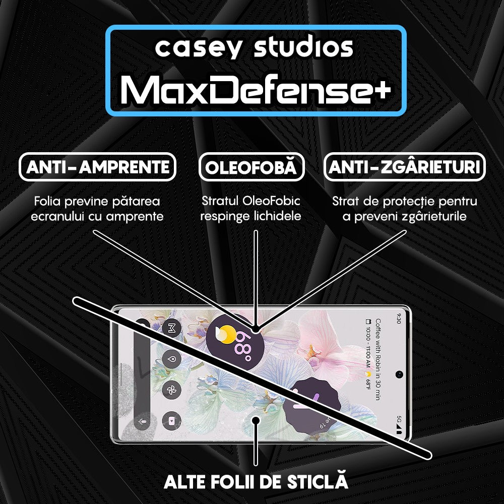 Folie Sticla MaxDefense+ - Google Pixel 6a - Negru