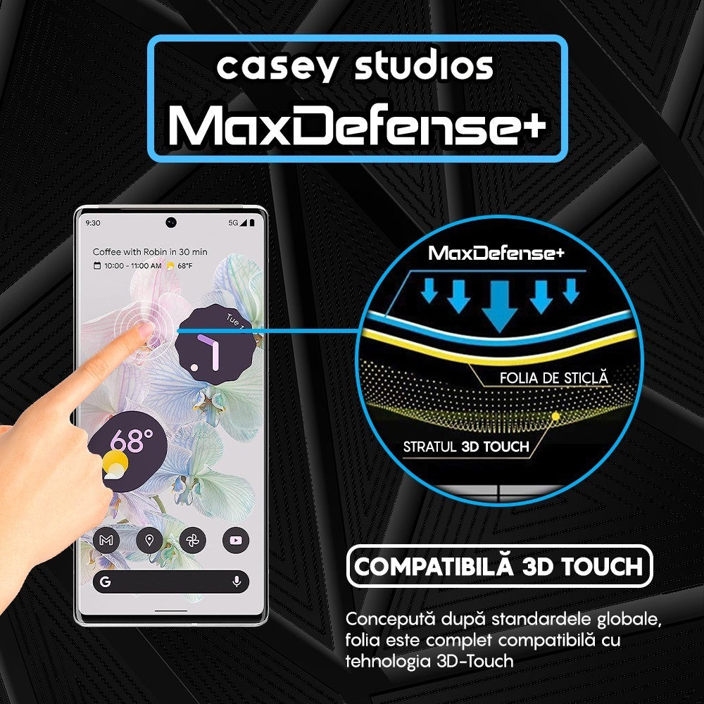 Folie Sticla MaxDefense+ - Google Pixel 6a - Negru