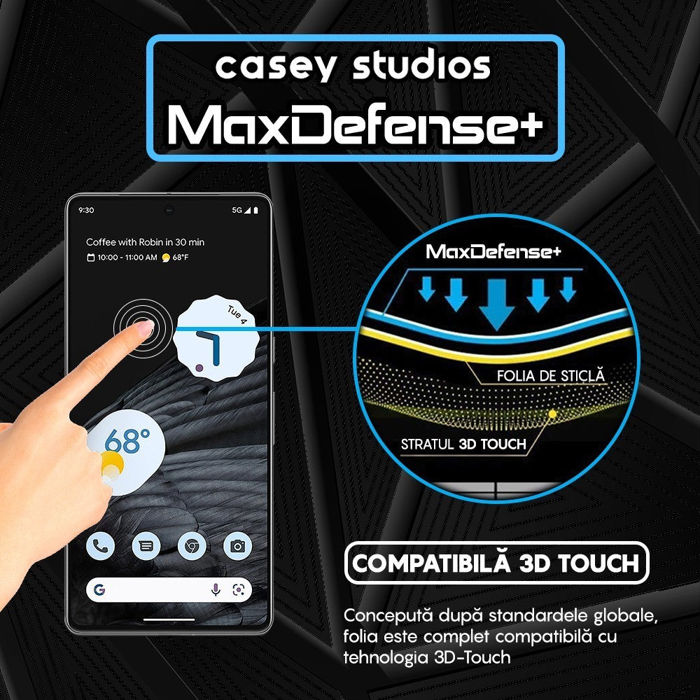 Folie Sticla MaxDefense+ - Google Pixel 7 - Negru