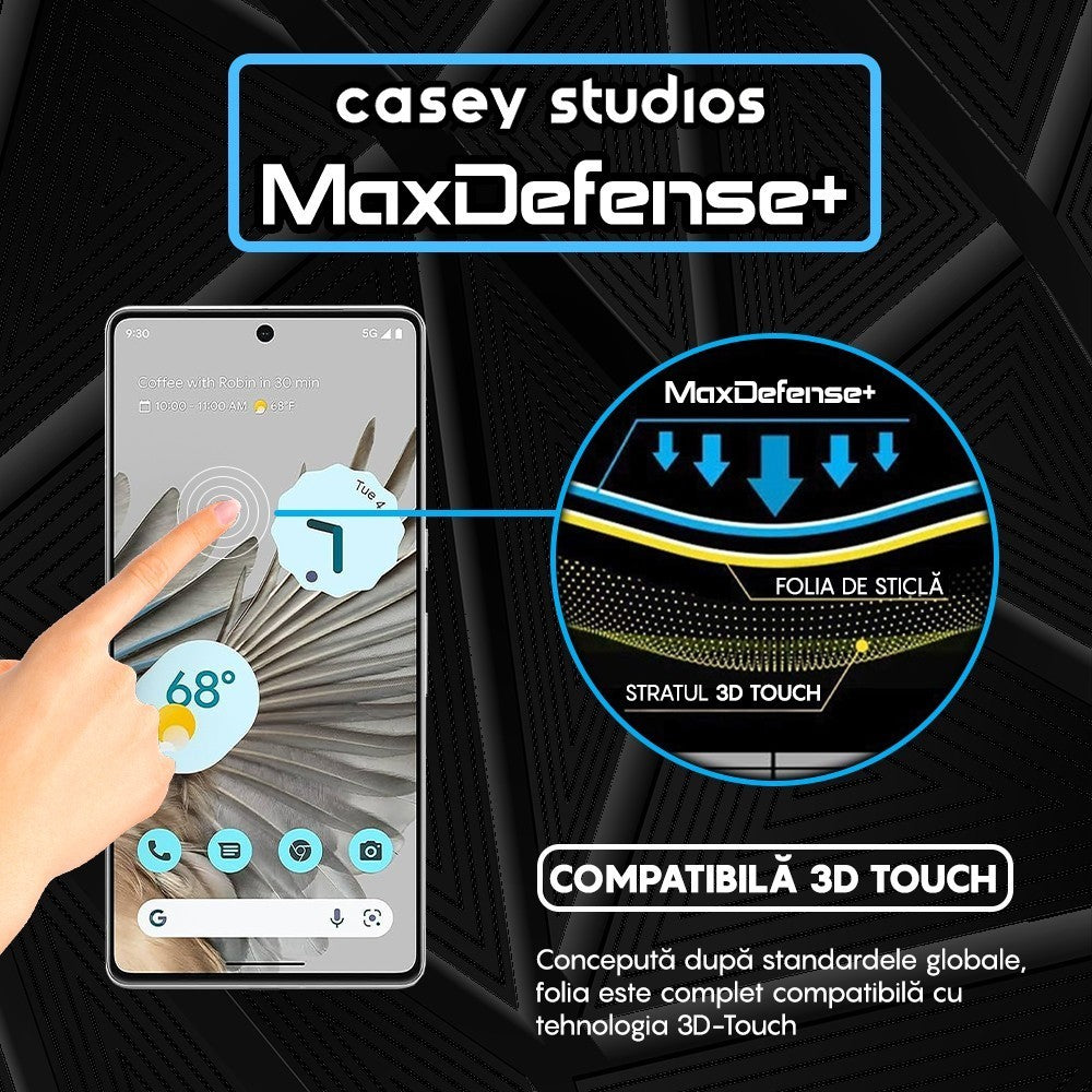 Folie Sticla MaxDefense+ - Google Pixel 7 Pro - Negru