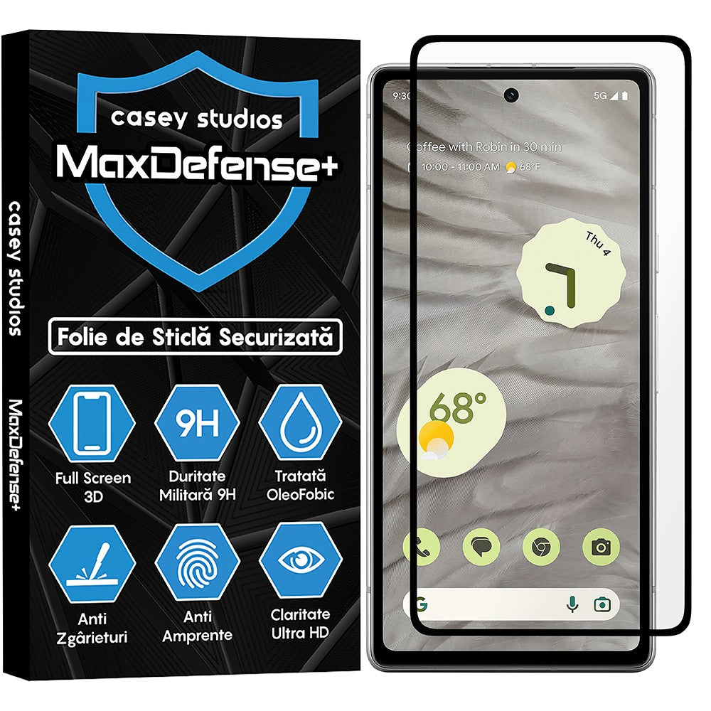 Folie Sticla MaxDefense+ - Google Pixel 7a - Negru