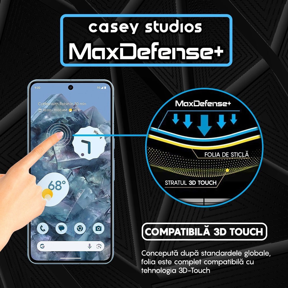 Folie Sticla MaxDefense+ - Google Pixel 8 - Negru