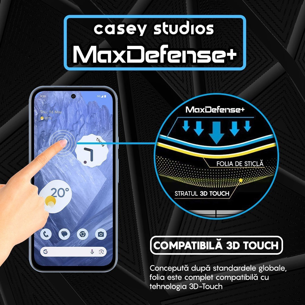 Folie Sticla MaxDefense+ - Google Pixel 8a - Negru