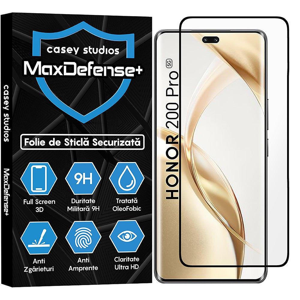 Folie Sticla MaxDefense+ - Honor 200 Pro - Negru