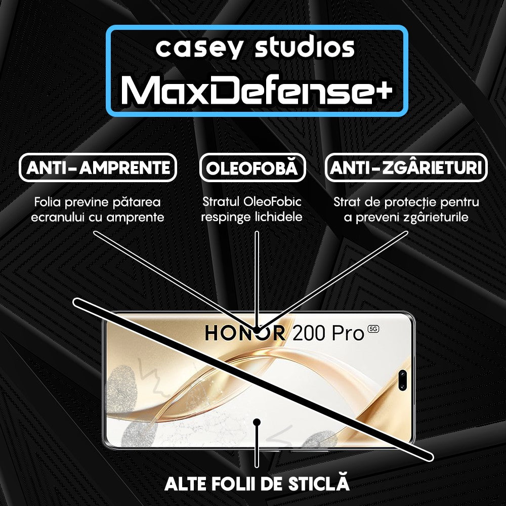 Folie Sticla MaxDefense+ - Honor 200 Pro - Negru