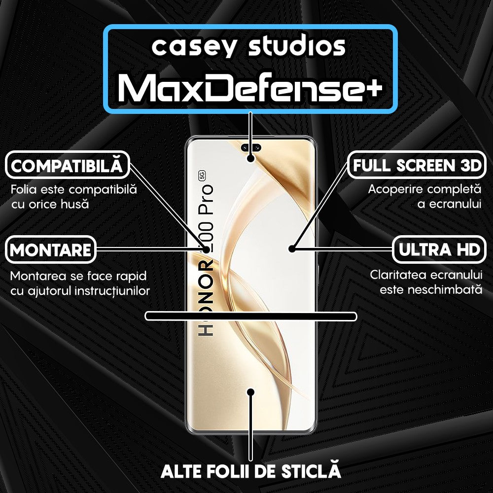 Folie Sticla MaxDefense+ - Honor 200 Pro - Negru