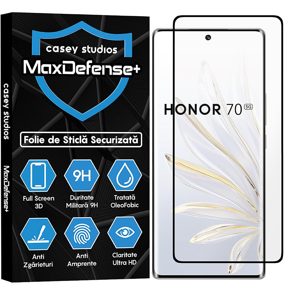 Folie Sticla MaxDefense+ - Honor 70 - Negru