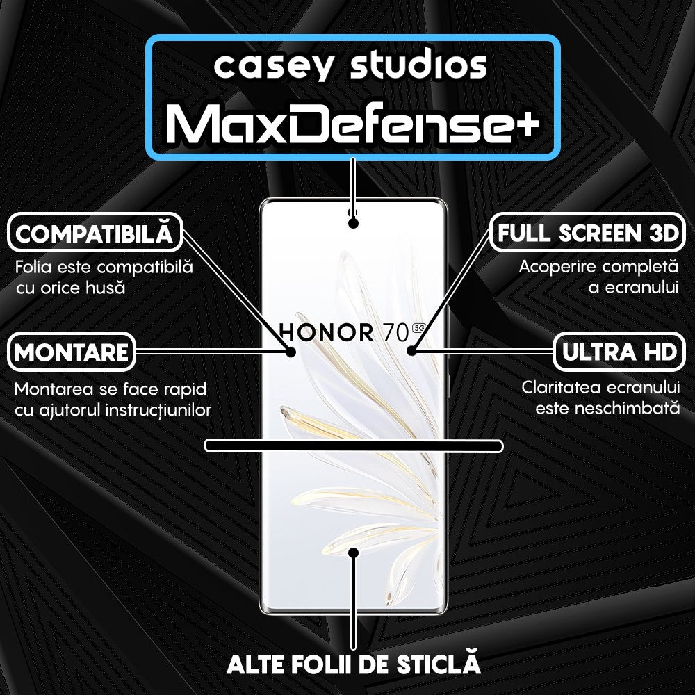 Folie Sticla MaxDefense+ - Honor 70 - Negru