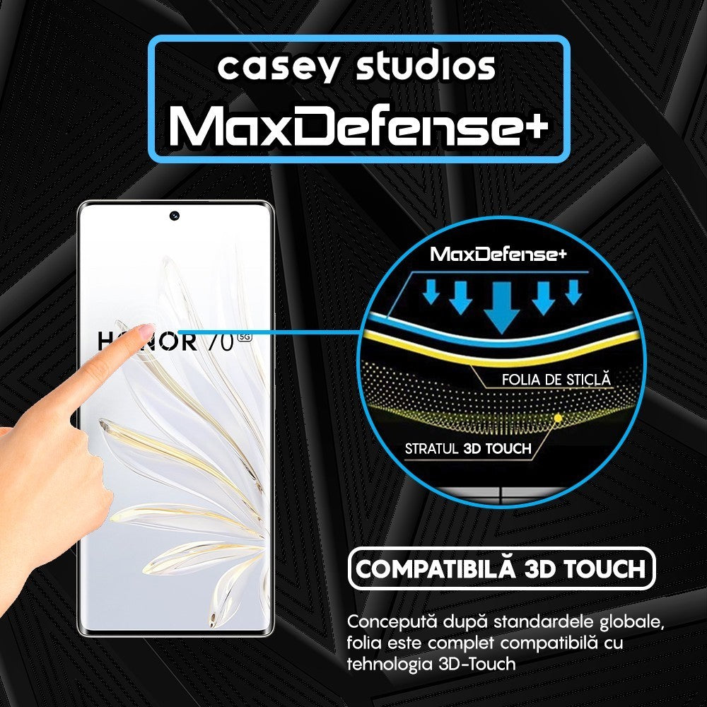Folie Sticla MaxDefense+ - Honor 70 - Negru