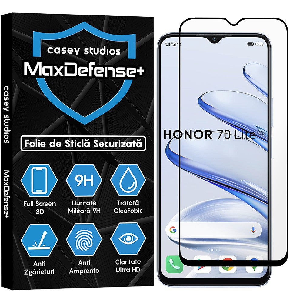 Folie Sticla MaxDefense+ - Honor 70 Lite - Negru