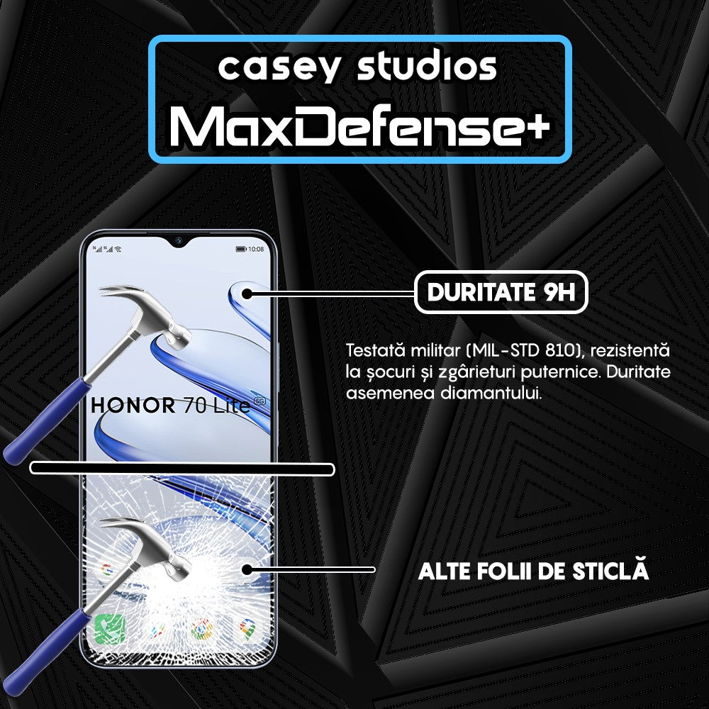 Folie Sticla MaxDefense+ - Honor 70 Lite - Negru