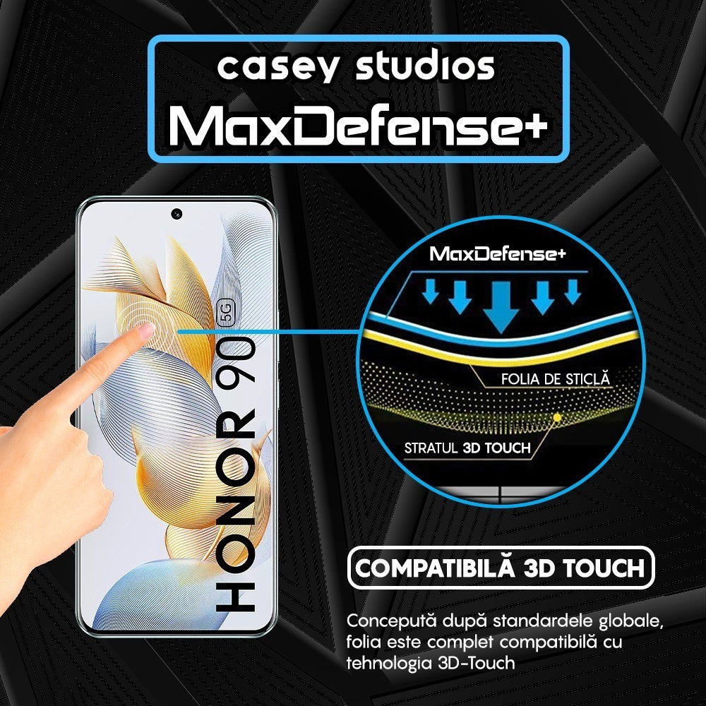 Folie Sticla MaxDefense+ - Honor 90 - Negru
