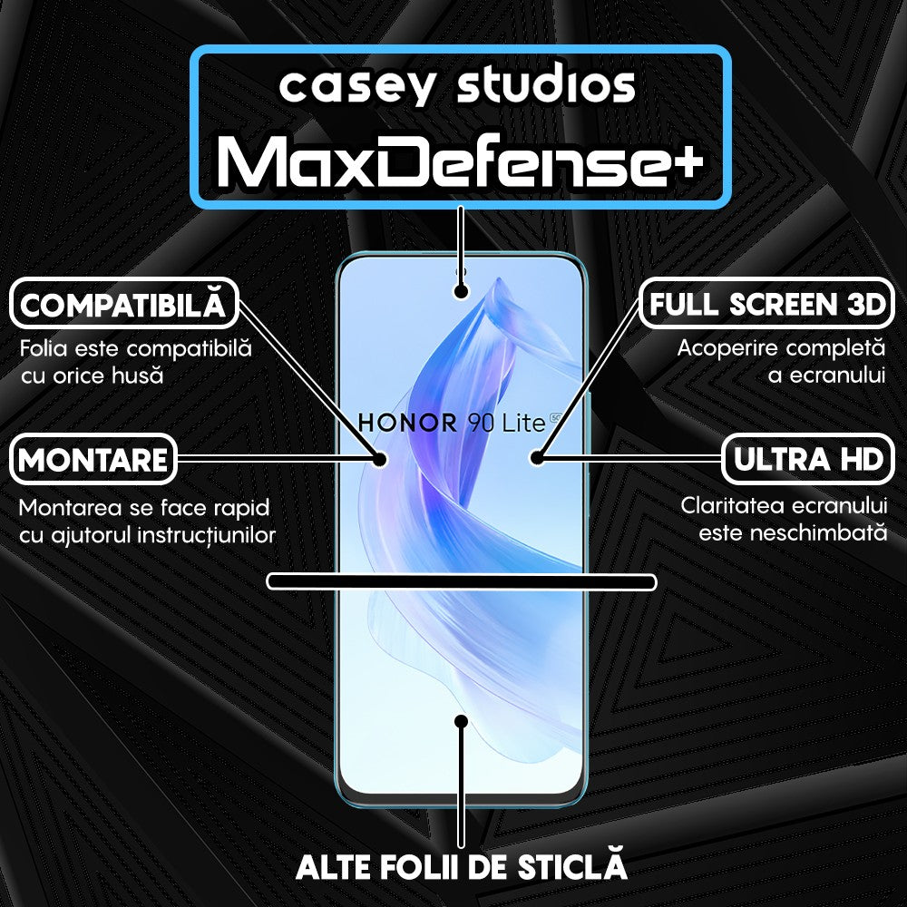 Folie Sticla MaxDefense+ - Honor 90 Lite - Negru