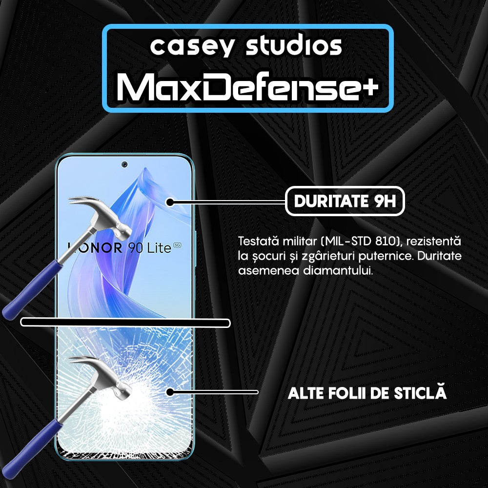 Folie Sticla MaxDefense+ - Honor 90 Lite - Negru