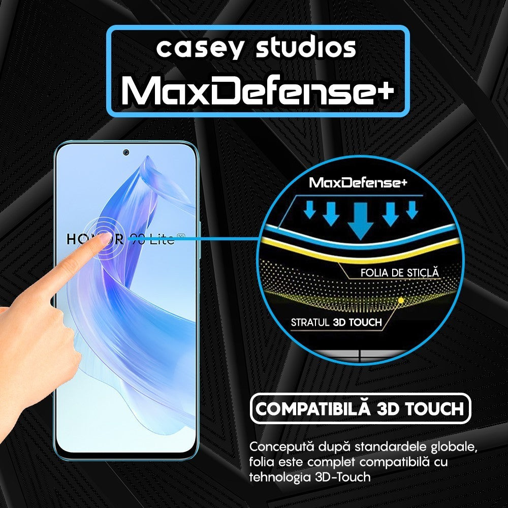 Folie Sticla MaxDefense+ - Honor 90 Lite - Negru