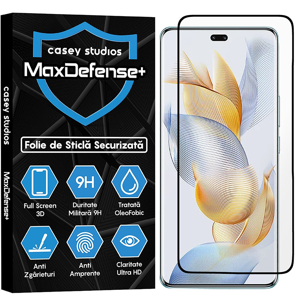 Folie Sticla MaxDefense+ - Honor 90 Pro - Negru