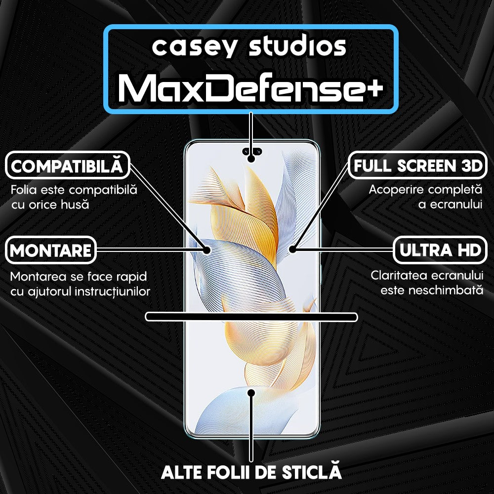 Folie Sticla MaxDefense+ - Honor 90 Pro - Negru