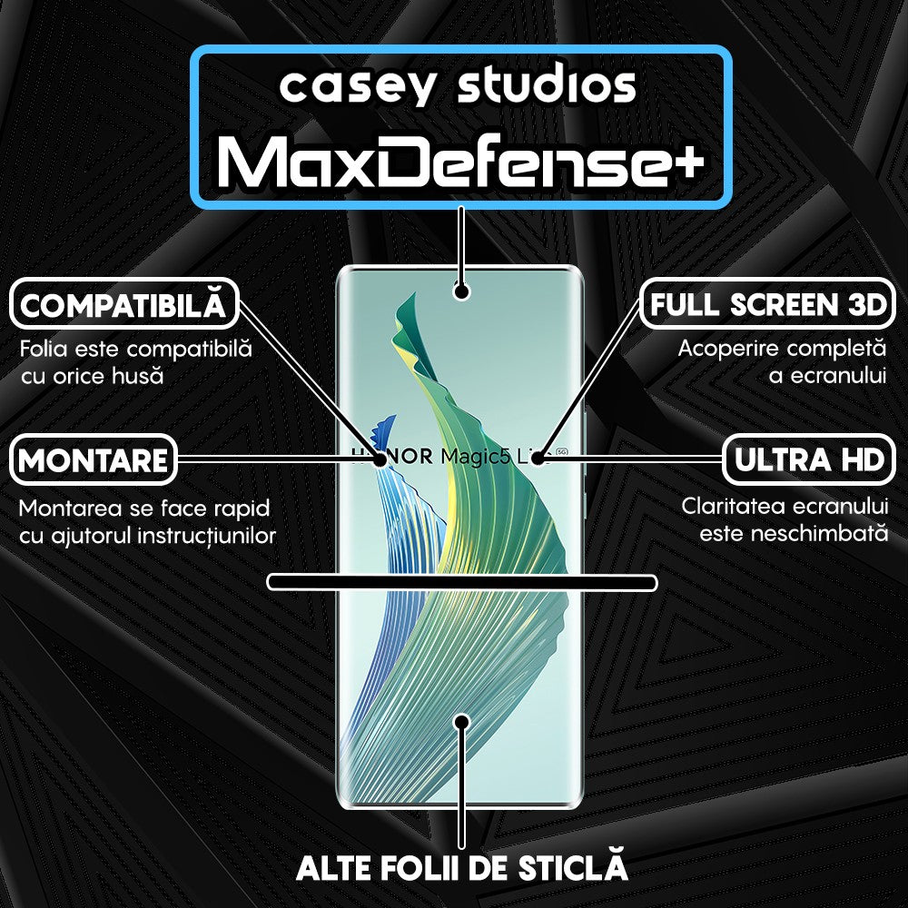 Folie Sticla MaxDefense+ - Honor Magic5 Lite - Negru