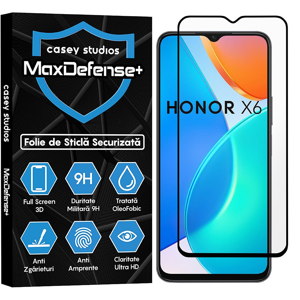 Folie Sticla MaxDefense+ - Honor X6b - Negru