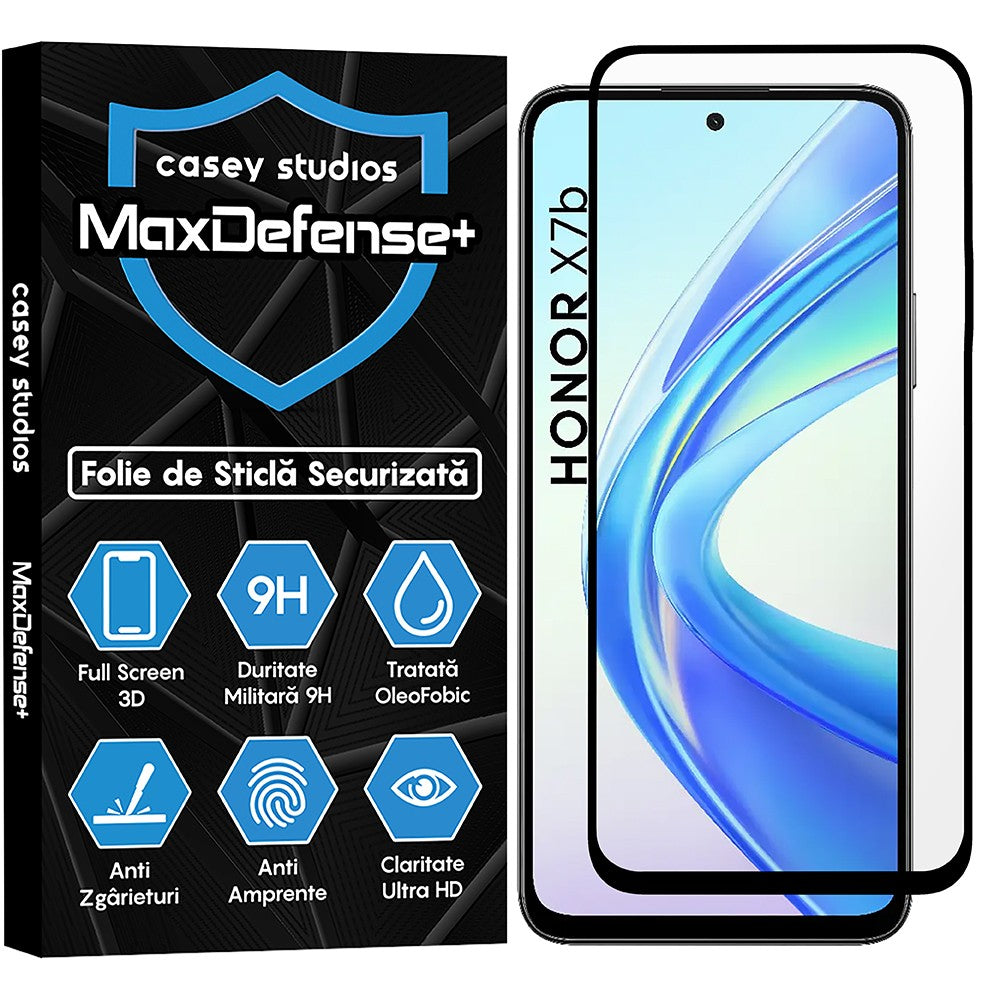 Folie Sticla MaxDefense+ - Honor X7b/X7b 5G/X7b 5G (50 MP) - Negru