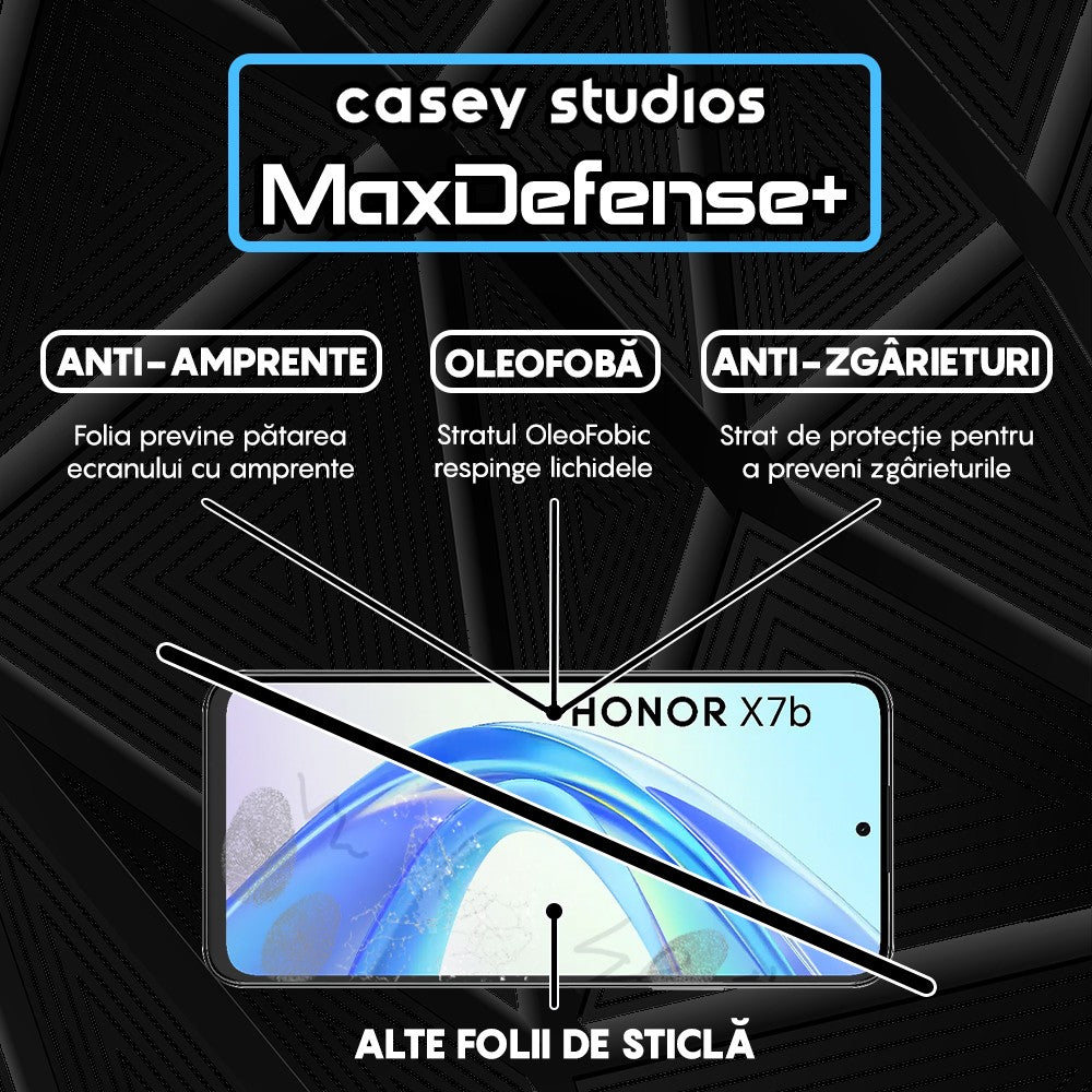 Folie Sticla MaxDefense+ - Honor X7b/X7b 5G/X7b 5G (50 MP) - Negru