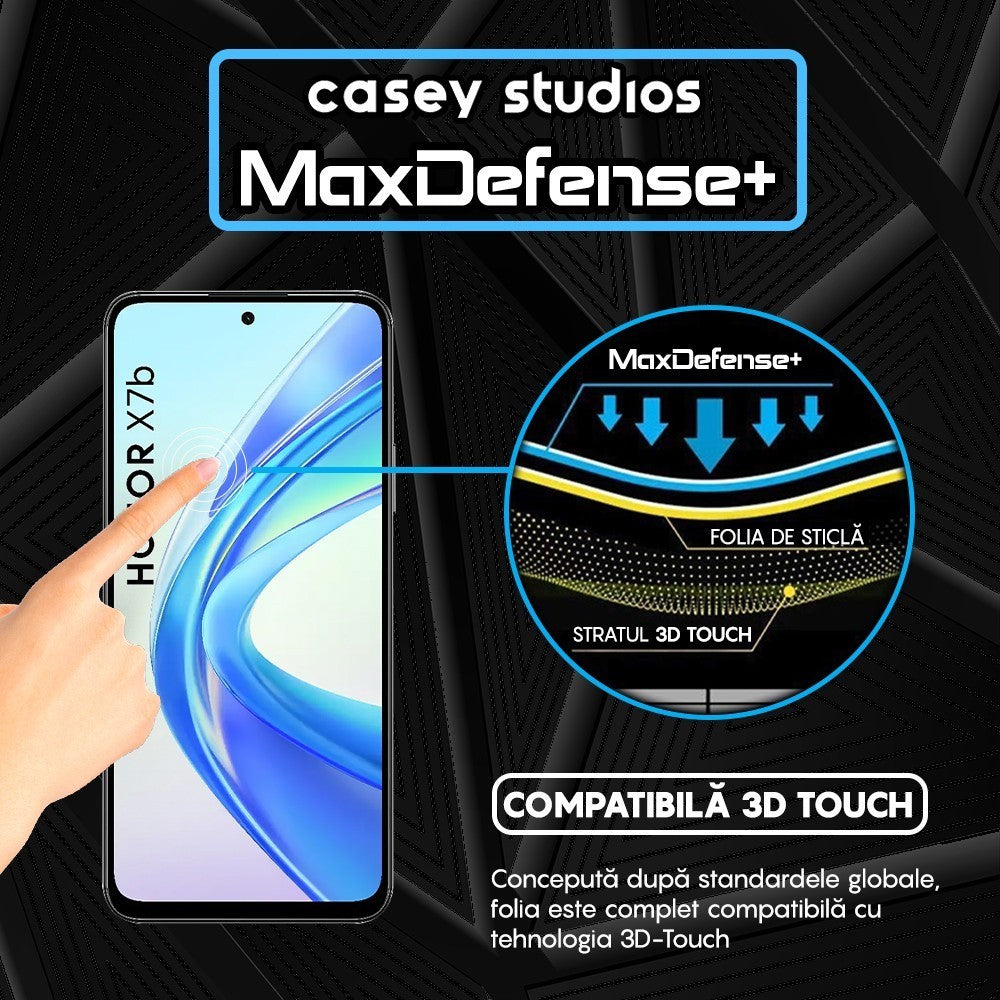 Folie Sticla MaxDefense+ - Honor X7b/X7b 5G/X7b 5G (50 MP) - Negru