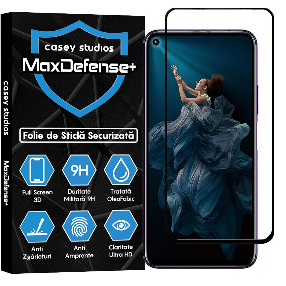 Folie Sticla MaxDefense+ - Huawei Honor 20/Honor 20 Pro/Mate 30 Lite/Nova 5T - Negru