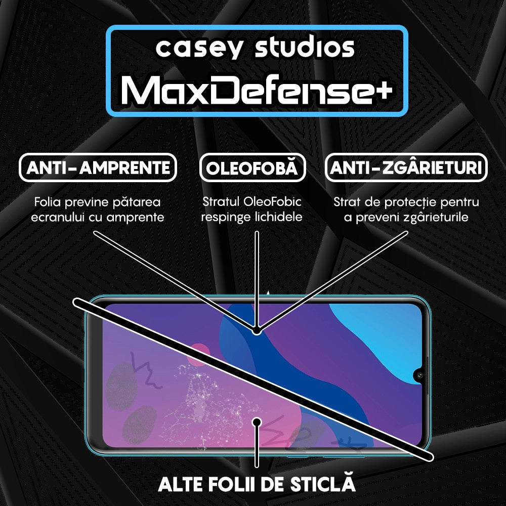Folie Sticla MaxDefense+ - Huawei Honor 9A/Huawei Y6p - Negru