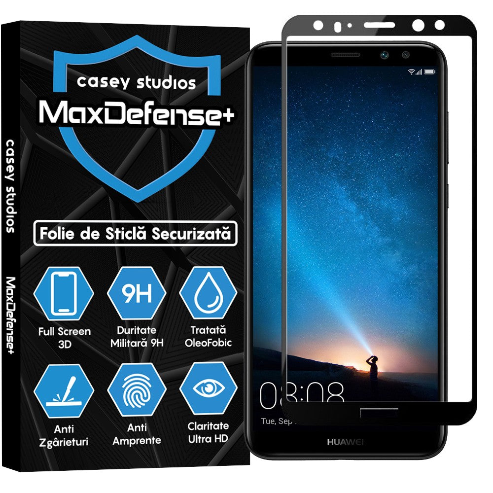 Folie Sticla MaxDefense+ - Huawei Mate 10 Lite - Negru