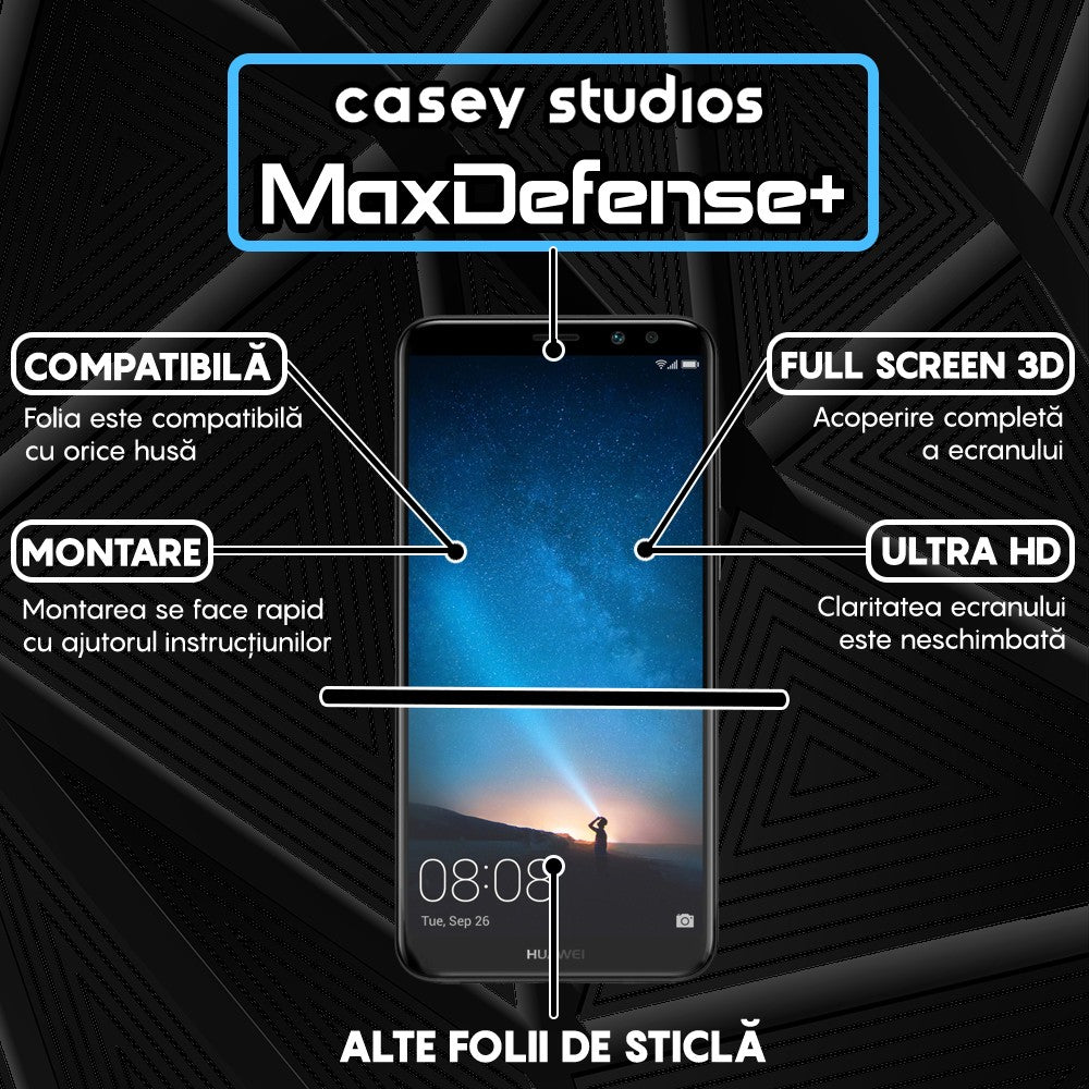 Folie Sticla MaxDefense+ - Huawei Mate 10 Lite - Negru