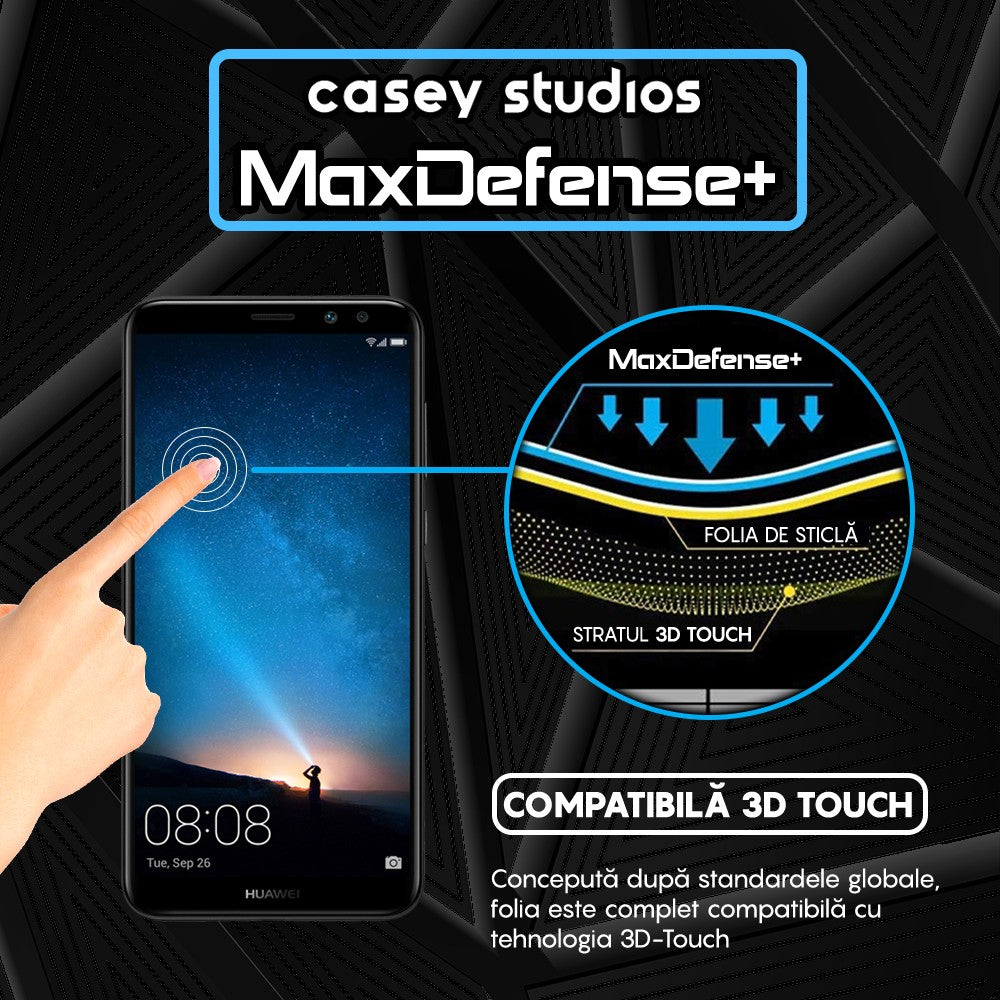 Folie Sticla MaxDefense+ - Huawei Mate 10 Lite - Negru