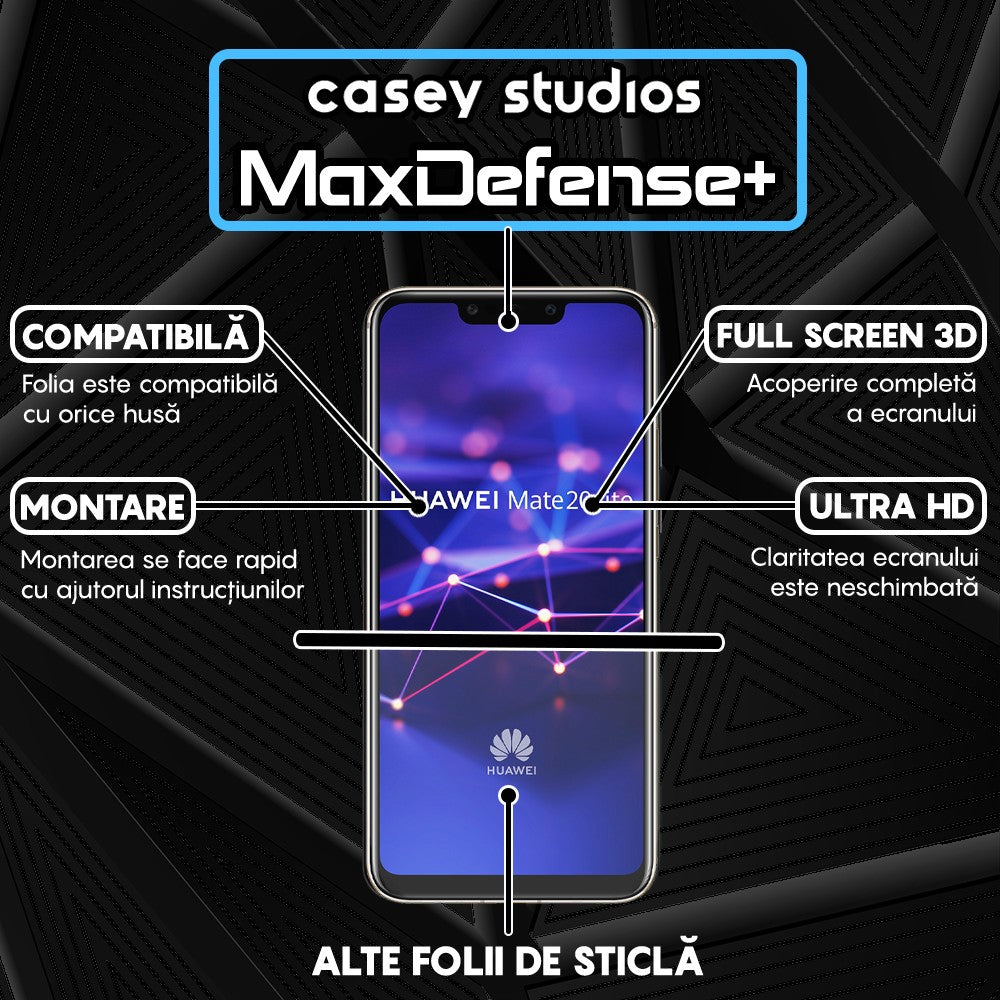 Folie Sticla MaxDefense+ - Huawei Mate 20 Lite/Nova 3/Nova 3i/P Smart Plus - Negru