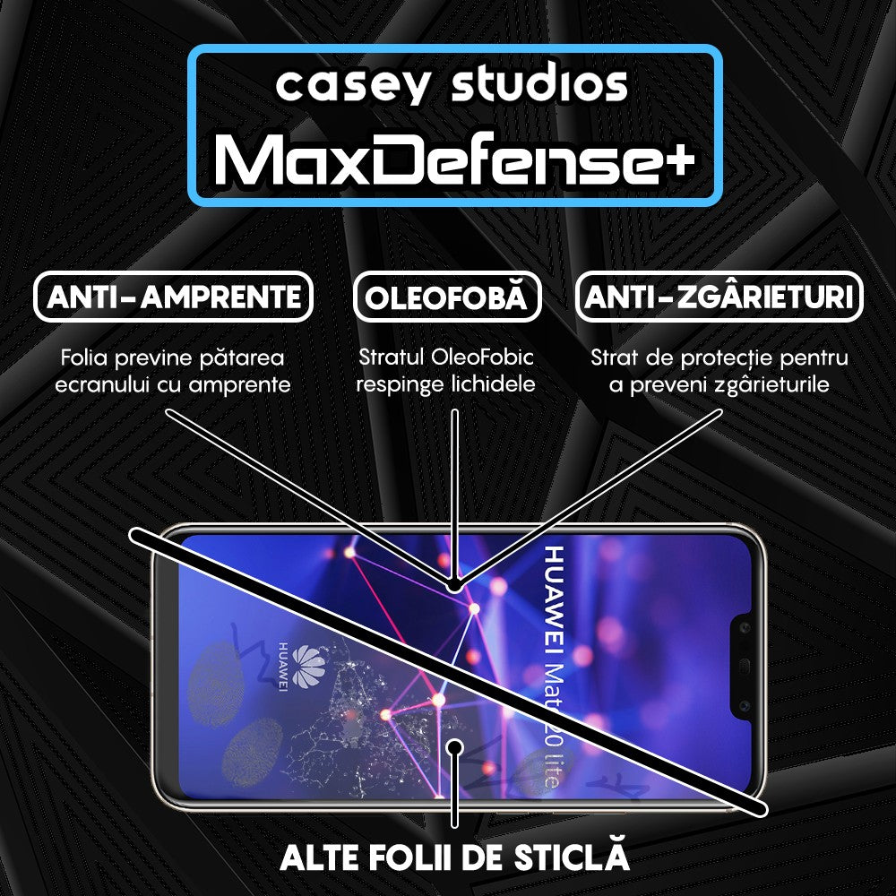 Folie Sticla MaxDefense+ - Huawei Mate 20 Lite/Nova 3/Nova 3i/P Smart Plus - Negru