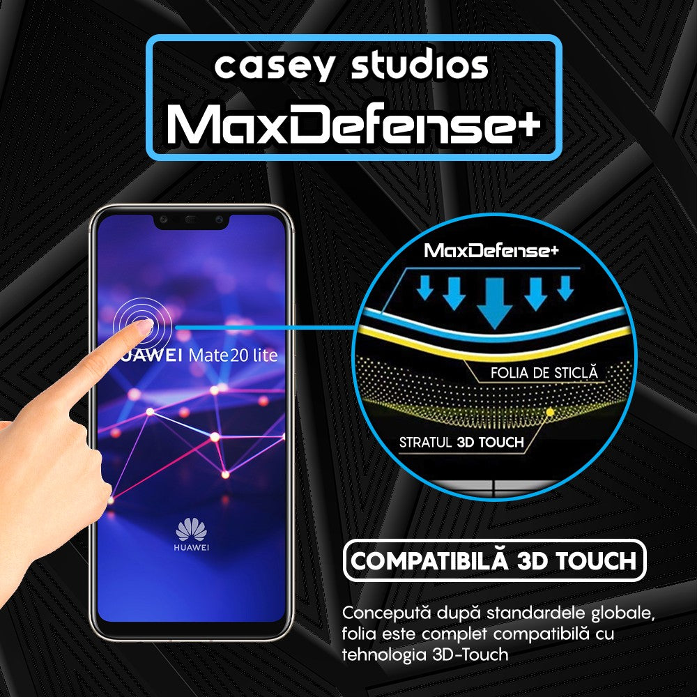 Folie Sticla MaxDefense+ - Huawei Mate 20 Lite/Nova 3/Nova 3i/P Smart Plus - Negru
