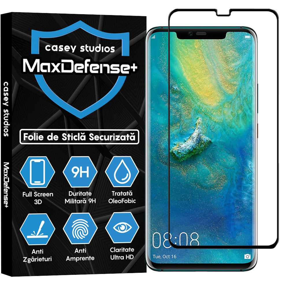 Folie Sticla MaxDefense+ - Huawei Mate 20 Pro - Negru