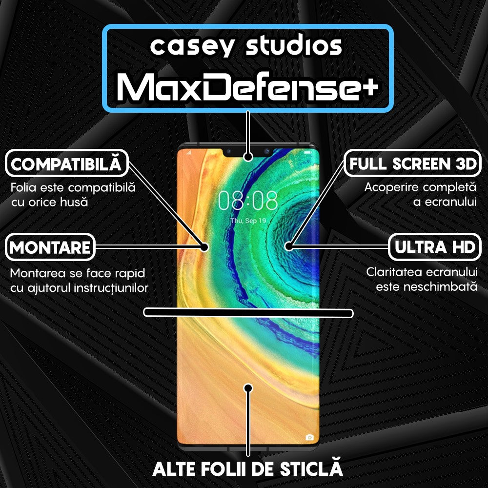 Folie Sticla MaxDefense+ - Huawei Mate 30 Pro/Mate 30 Pro 5G - Negru