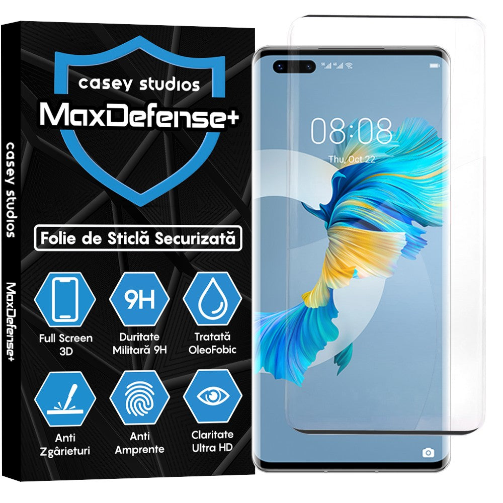 Folie Sticla MaxDefense+ - Huawei Mate 40 Pro - Negru
