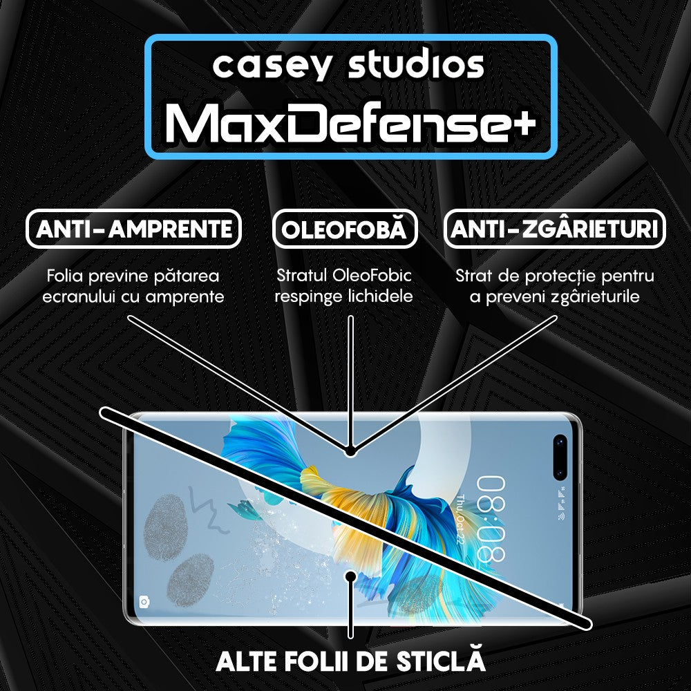 Folie Sticla MaxDefense+ - Huawei Mate 40 Pro - Negru