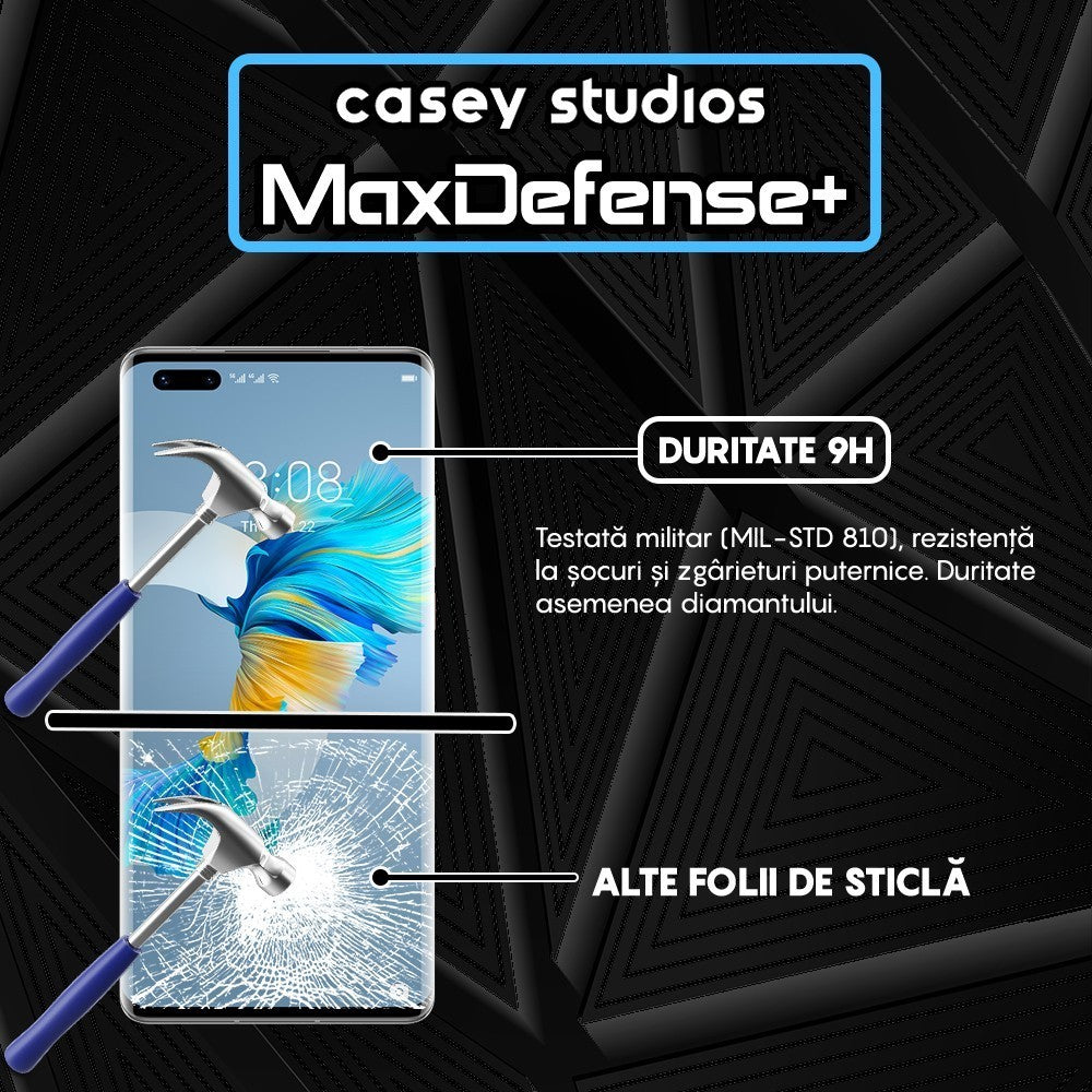 Folie Sticla MaxDefense+ - Huawei Mate 40 Pro - Negru