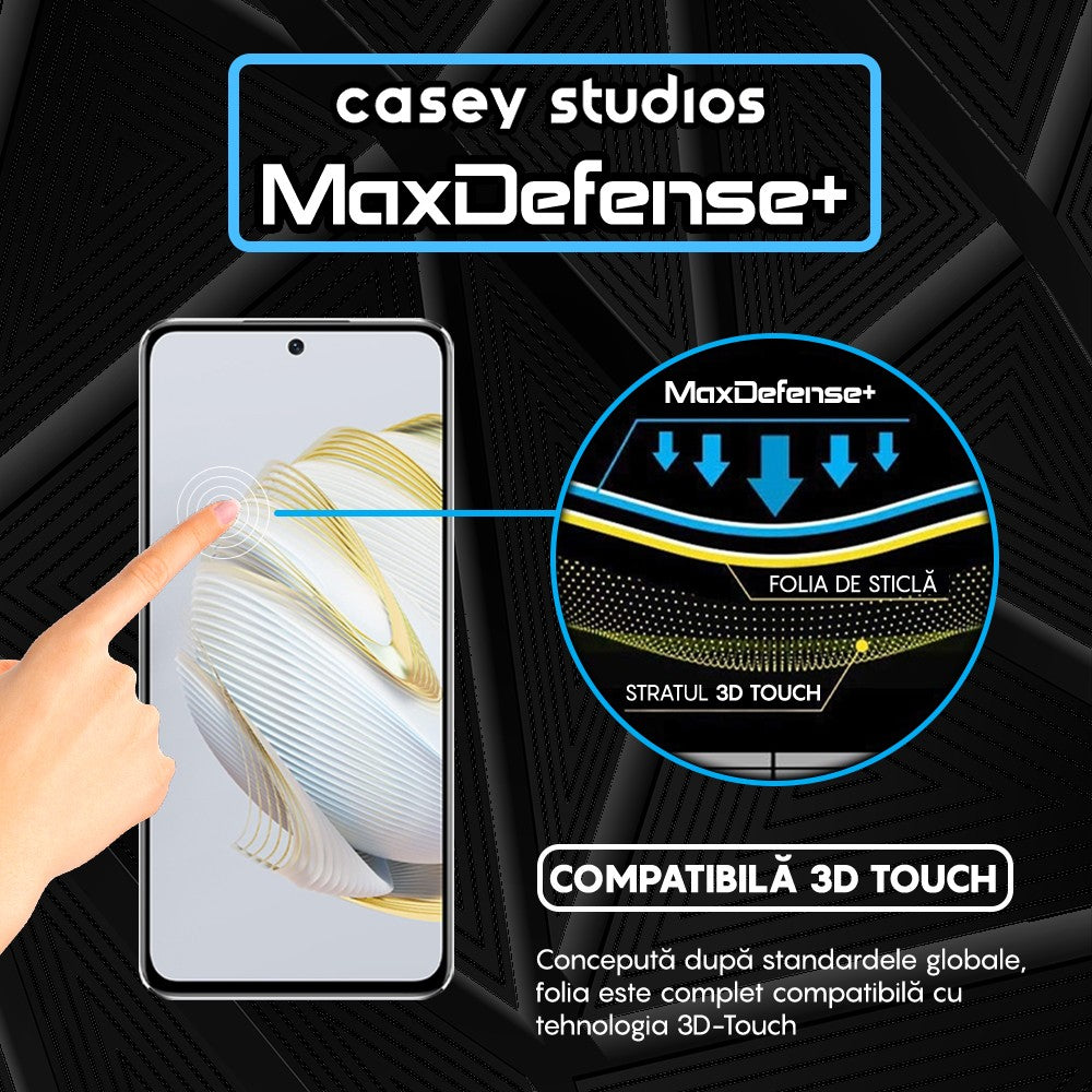 Folie Sticla MaxDefense+ - Huawei nova 10 SE - Negru