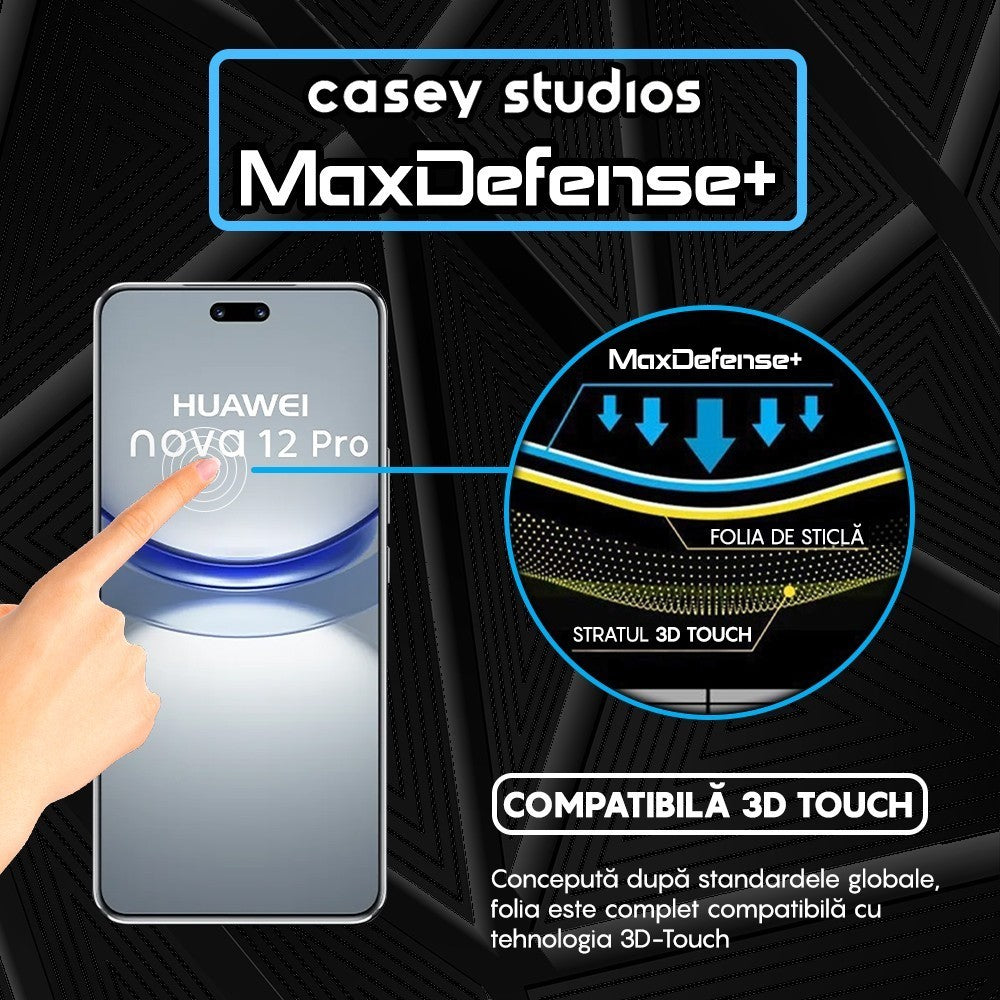Folie Sticla MaxDefense+ - Huawei nova 12 Pro - Negru