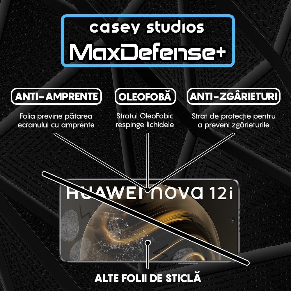 Folie Sticla MaxDefense+ - Huawei nova 12i - Negru
