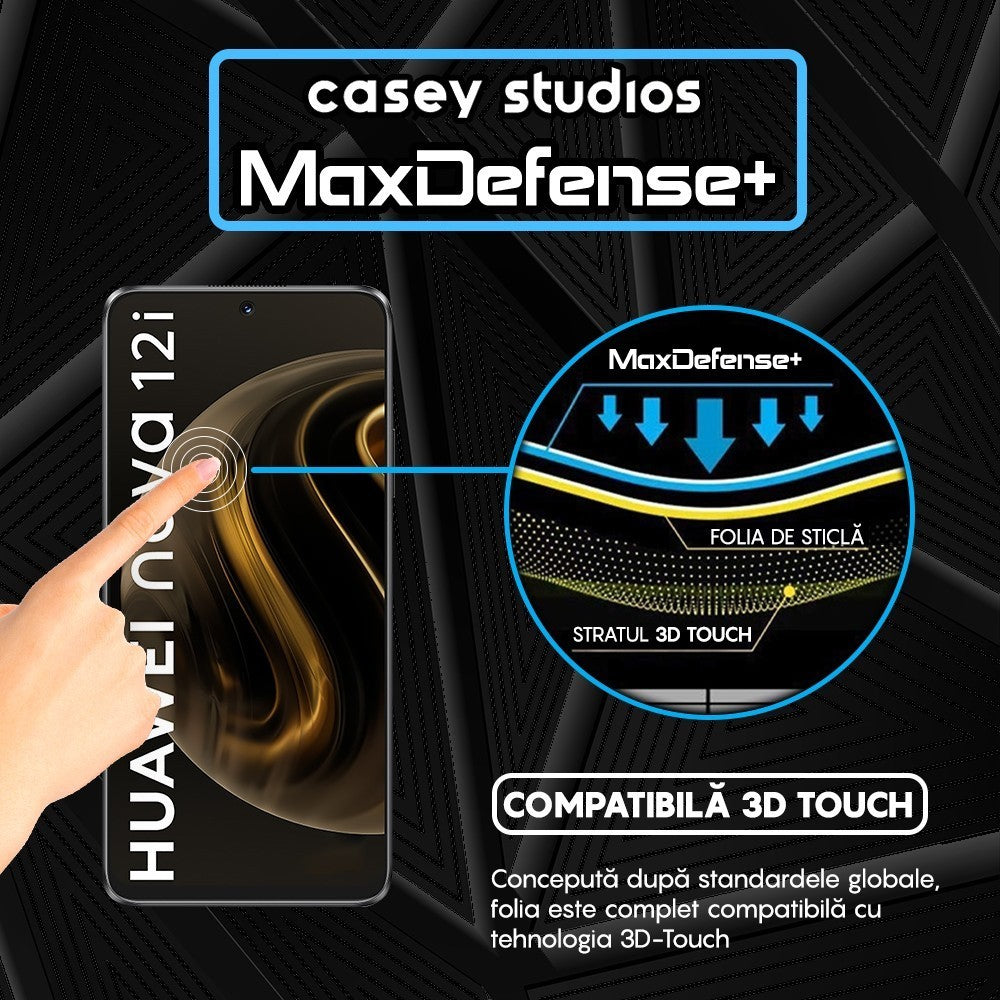 Folie Sticla MaxDefense+ - Huawei nova 12i - Negru
