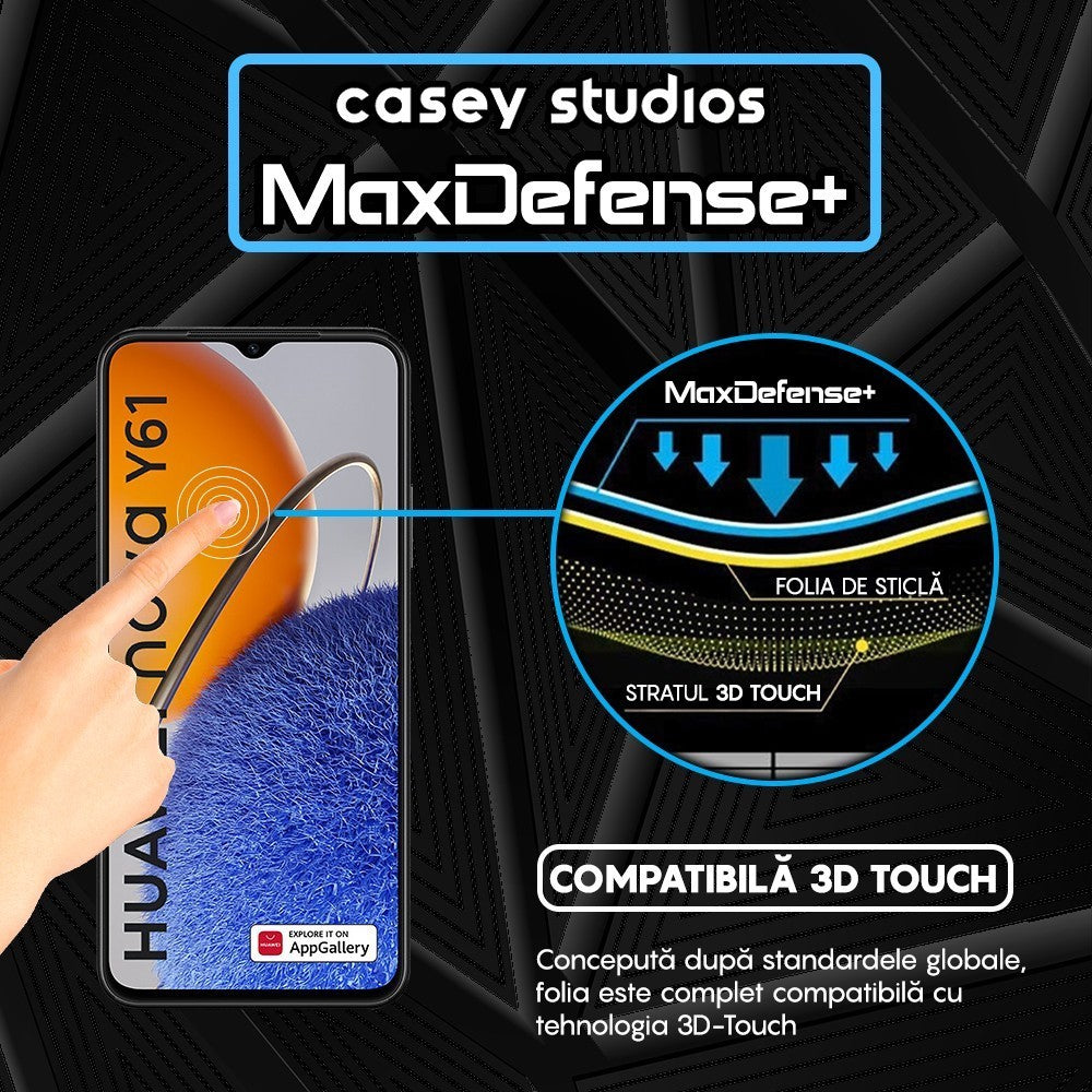 Folie Sticla MaxDefense+ - Huawei nova Y61 - Negru