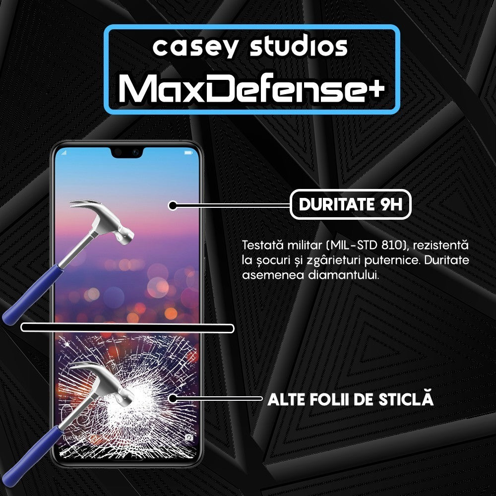 Folie Sticla MaxDefense+ - Huawei P20 - Negru